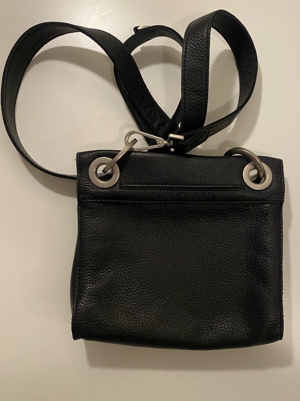Hammitt Black Pebbled Leather Crossbody with Silver Ring Hardware - Picture 2 of 13